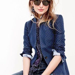 J.Crew Regant Polka Dots Navy Blue Blazer Size 2
